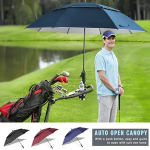 Heavy Duty Automatic Golf Umbrella - Extra Large Sunshade Design, Double Layer Reinforced Breathable Windproof Sun Protection, Suitable for 2-3 People