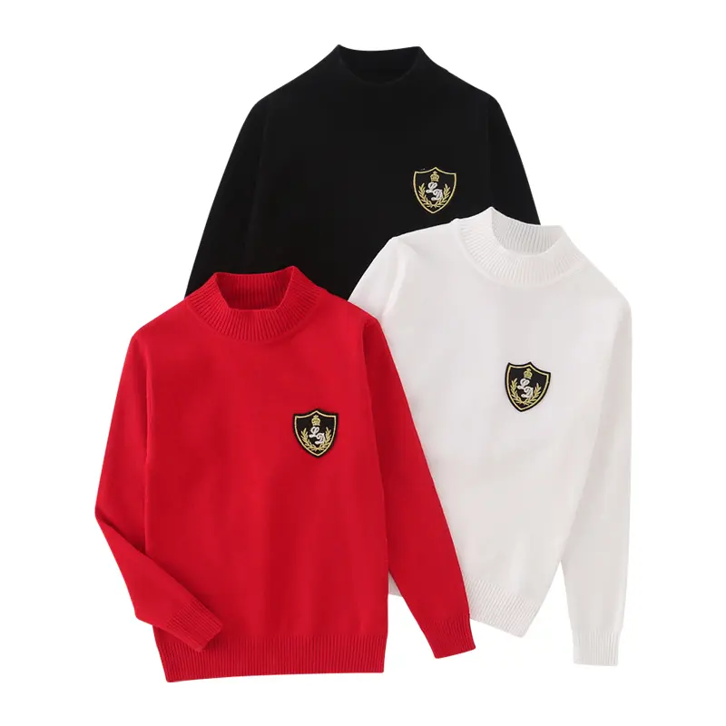 3-piece boy autumn and winter round neck fashion sweater boy comfortable trendy preppie style children's fashion Joker round neck long sleeve Crewneck Preppy Knitwear Top