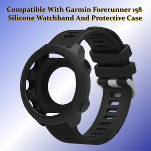 Silicone Watch Band and Case for Garmin Forerunner 158, Soft Skin-Friendly, Waterproof, Multiple Colors, Unisex, Sporty and Casual