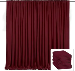 Burgundy Backdrop Curtain 4 Panels 5ft x 10ft Wrinkle-Free Polyester Photography Drapes for Wedding Party Photo Background Backdrop Stand 20 X10FT Easy Cleaning Decoration