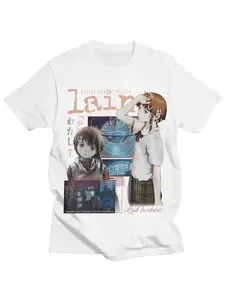 Anime TV Serial Experiments Lain T-Shirt Men's Women's Iwakura Manga Girl Sci Fi Short Sleeve T-shirts Streetwear Tops