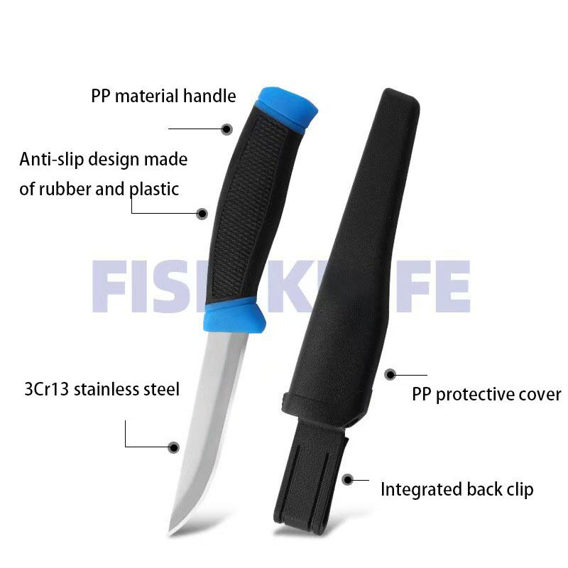 Stainless steel floating fishing knife with knife sheath, kitchen fish filleting knife, outdoor fishing, camping, portable multi-functional knife