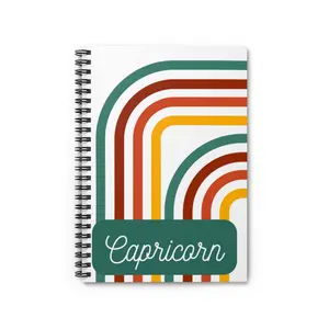Capricorn Spiral Composition Notebook - Ruled Line - Zodiac Sign - Rainbow themed