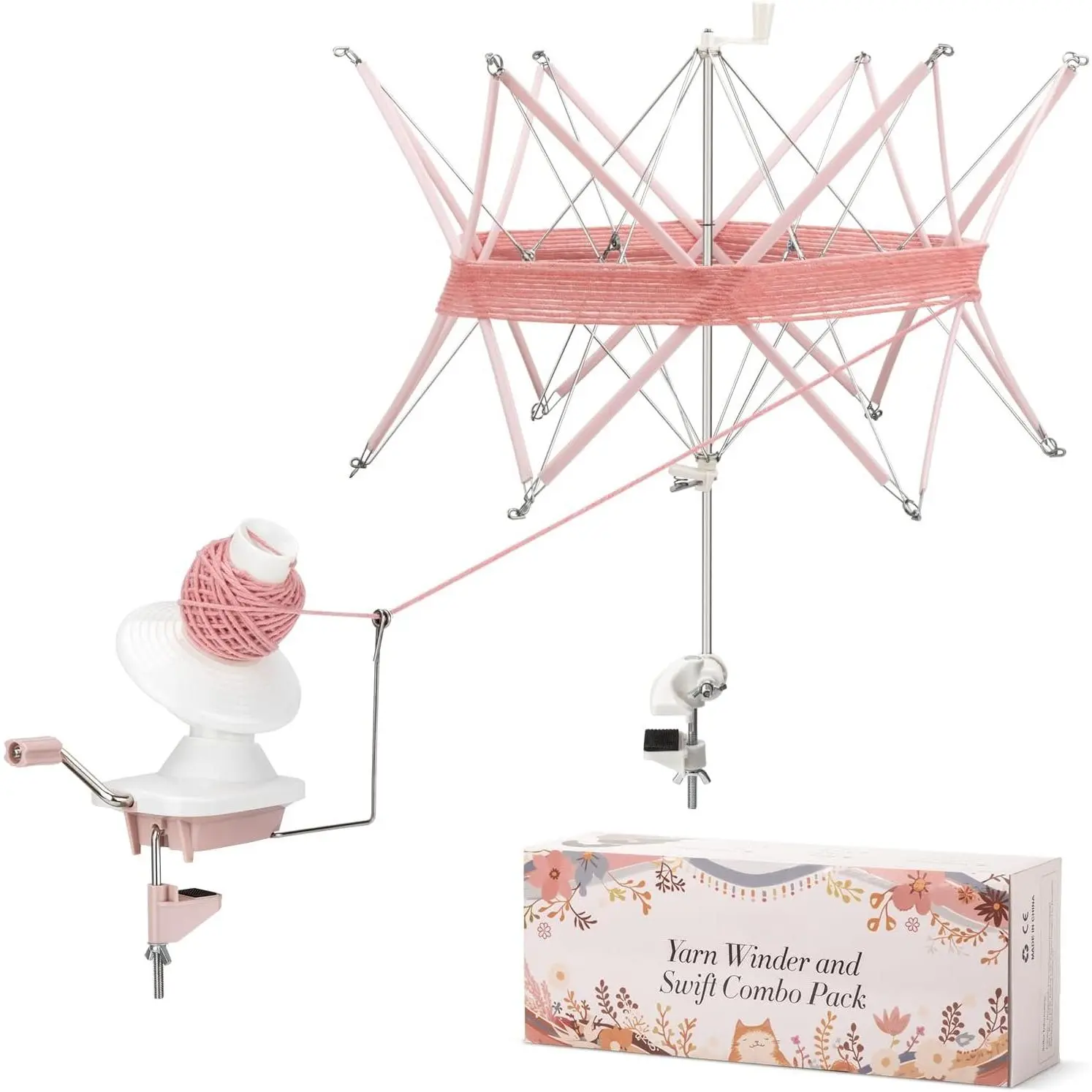 Yarn Winder and Swift, Ball Winder and Swift Combo for Crocheting & Knitting, Quick Install Yarn Spinner, Essential Tool for Crafting Enthusiasts
