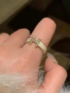 Adjustable Open Letter Pattern Ring, Fashion Accessory for Women & Girls, Trendy Versatile Jewelry Gift for Birthdays