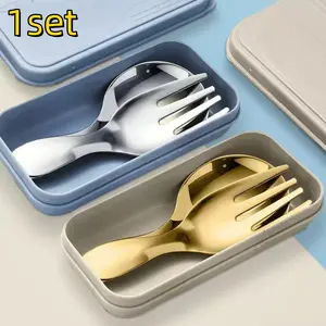 Portable Cutlery Set, Stainless Steel Short Handle Round Head Spoon Set, Mini Spoons and Forks, Tableware Kit, Ideal for Outdoor Parties and Kitchen Use