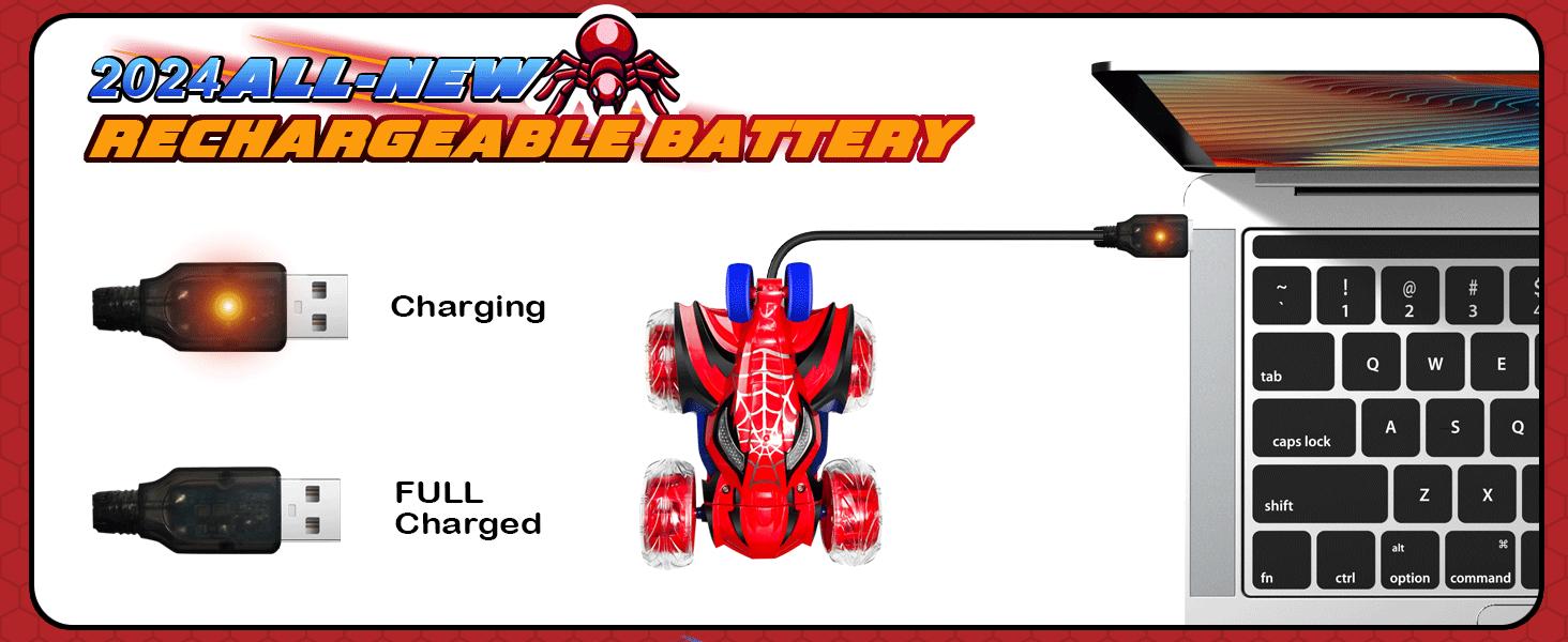 TikTokShopBlackFriday Spider RC Stunt Car, 360° Rotating 4WD Toys, Lights, All-Terrain Toy, Rechargeable, Remote Control for Kids 4-10, Indoor/Outdoor, Great Birthday Gift Valentines Day Gift