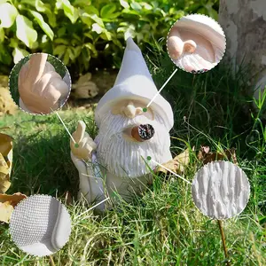 White Wizard Gnome Middle Finger Garden Smoking Yard Lawn Ornament Statue Décor