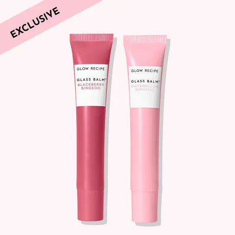 Glow Recipe Korean Glass Lip Balm 2-Pack - Gentle Fruity Moisturizer with Hyaluronic Acid, Smooth Hydrating Treatment for Glossy, Natural-Look Lips & Selfcare