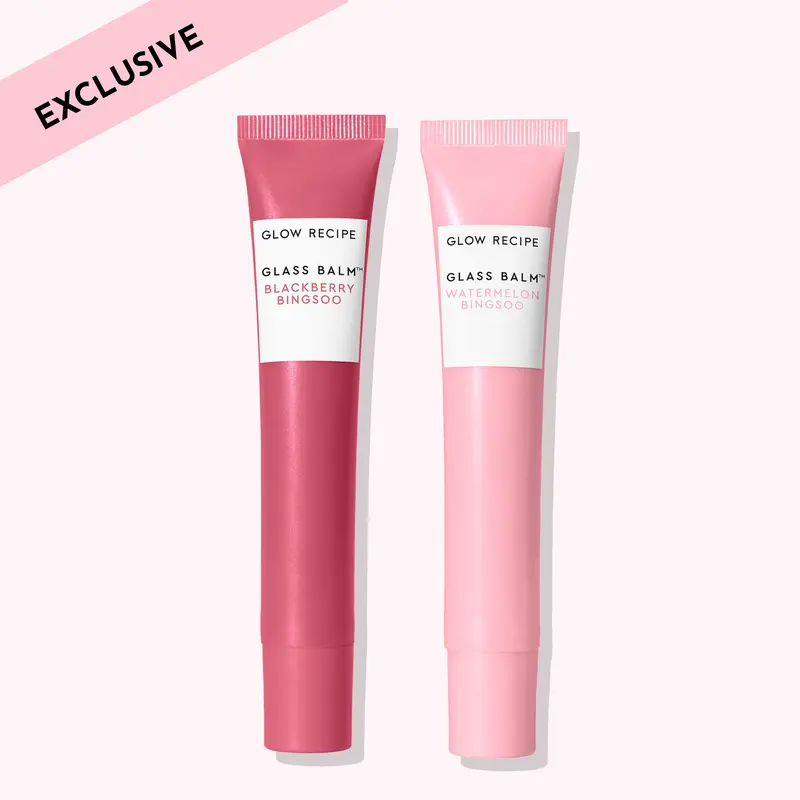 Glow Recipe Korean Glass Lip Balm 2-Pack - Gentle Fruity Moisturizer with Hyaluronic Acid, Smooth Hydrating Treatment for Glossy, Natural-Look Lips & Selfcare