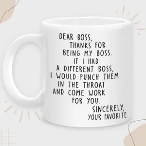 Dear Boss 11oz 15oz Ceramic Mug, Reusable Coffee Cup, Washable Ceramic, Ideal for Best Friends, Sisters, Family Members, Coworkers Drinkware Tumbler Reuse NA5