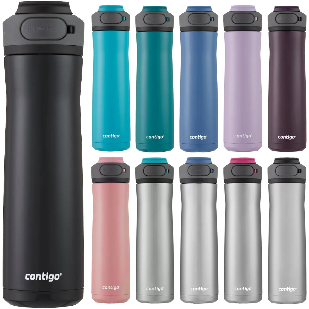 Contigo Cortland Chill 2.0 Portable Vacuum Insulated Stainless Steel Water Bottle - 24 oz, Vacuum Flasks, Button Cover, Superior Insulation