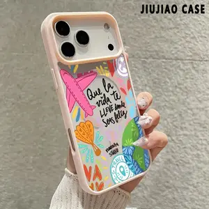 Pink airplane dragonfly Pattern Magnetic Phone Case Supports Wireless Charging for iPhone 17 16  Pro Max Plus 15 14 13 12 11 Air Non-Yellowing Shockproof Soft Silicone Transparent Acrylic Cover