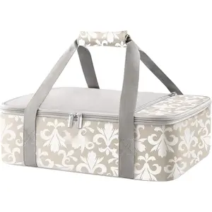Casserole Carrier for Hot or Cold , Insulated Casserole Baking Dish Bag  Carrier, Lasagna Holder for Potluck/Parties/Picnic/Cookouts, Fits 9"x13" Baking Dish, Grey