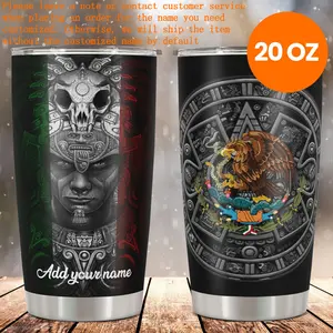 1pc Customizable 20oz Stainless Steel Tumbler with Lid Mexico Soldier Design Personalized Name Option Durable Reusable Perfect for Christmas Easter Hanukkah Gifts mens gifts Drinkware Flasks Mug tumbler elegant drinkware water bottle