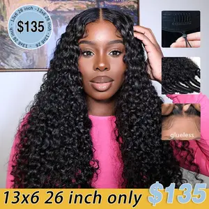 [Glueless] STERLY Burmese Curly Wig Natural Black Deep Wave 200% Density 99J Burgundy 7x6 Glueless Body Wave Wig with Drawstring Burmese Curly One-Step Glueless Wig 100% Human Hair Wig Natural Color Kinky Curly Ready to Wear Wig