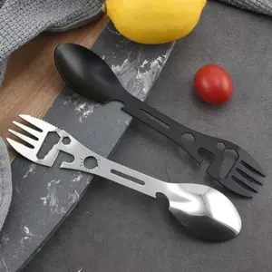 5/10pcs New 10-In-1 Multifunctional Outdoor Camping Survival Fork Spoon Kitchen Multi-Tool Bottle Opener Spoons