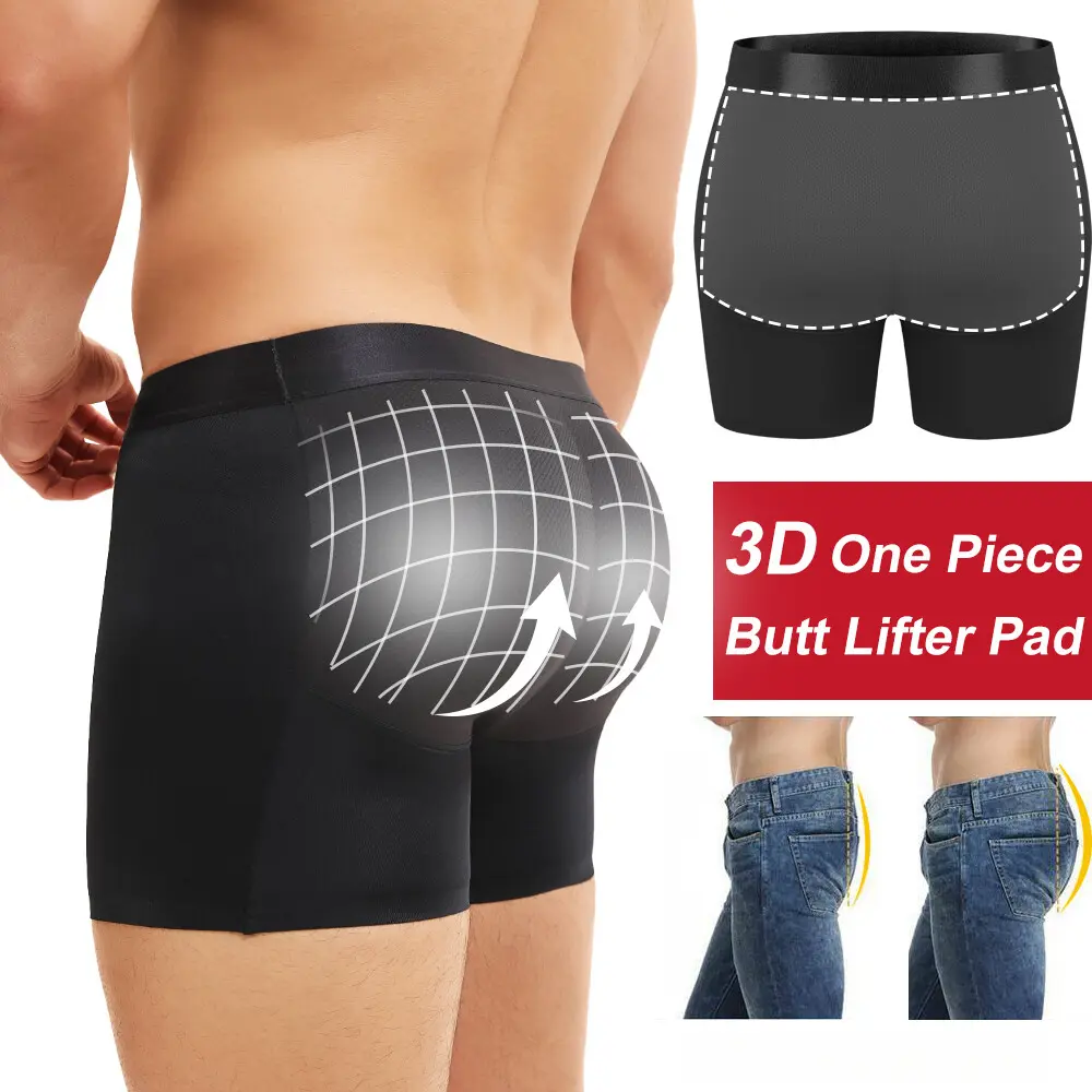 Men's Polyester Shapewear Boxer Briefs with Detachable Pads, Tummy Control Butt Lifter and Hip Enhancer for Workouts, Fabric