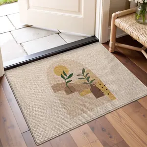 1PC - Fleece Lined and Thickened Version Retro Door Mat, Elegant Floral Printed Door Mat with Woven Texture, Anti-slip Entrance Carpet. It is easy to clean, foldable and machine washable. Suitable for patios, indoors, outdoors, corridors, garden decoratio