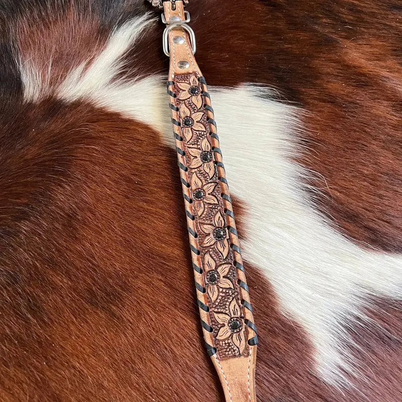 Genuine Leather Dog Collar, Dog Accessories with Black Rawhide