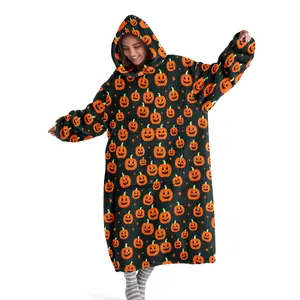 hoodie blanket，Wearable Blanket，Hooded Blanket Wearable Halloween Pumpkin Color Changing Blanket, Soft Warm Oversized Blanket for Sofa Home Leisure Air Conditioning Nap，Christmas Gift,Valentine's Day gift