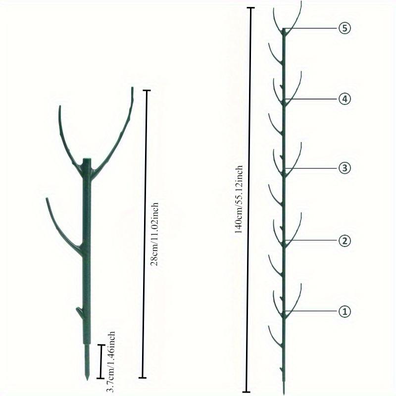 10 Pieces Stackable Plant Support Stakes with 2 Rolls of Tape - Green Plastic Cages for Tree Branch Fencing, Climbing Plants, and Indoor/Outdoor Potted Flowers, Climbing Plant Support|Leaf Design Stake|Durable plastic stakes, plant support clips