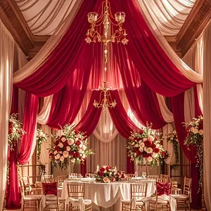 Wedding Arch Hanging Curtain, Fabric, Decorative Party Table Ceiling Holiday Background, High-Quality Drape, Smooth Texture