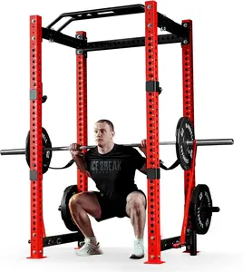 MIKOLO 3"x3" Power Cage - Multi-Function Power Rack with LAT Pull Down Pulley System, 1500 lbs Capacity Commercial Squat Rack for Home Gym