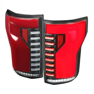 2015-2017 Ford F-150 Sequential Turn Signal Animated Red LED Bar Tail Lights (Matte Black Housing/Clear Lens)
