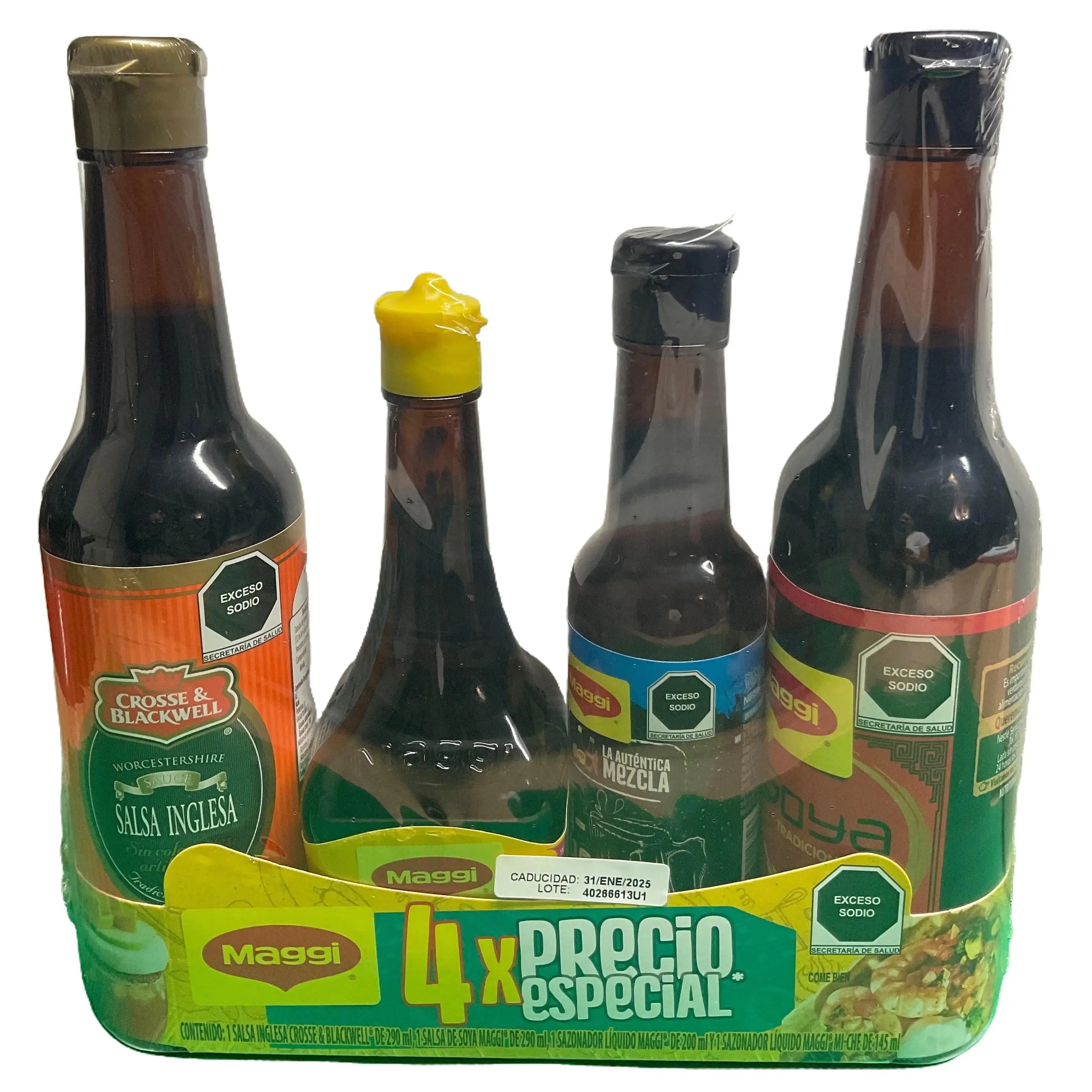 Salsa Maggi sabores favoritos! Pack of 4! Salsa Inglesa, Salsa Soya, Sazonador Liquidó, Sazonador Mix-Che
