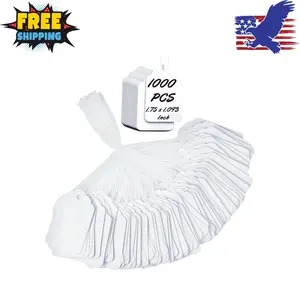 1000 PCS Pre-Strung Price Tags with String, White Paper Label Tags