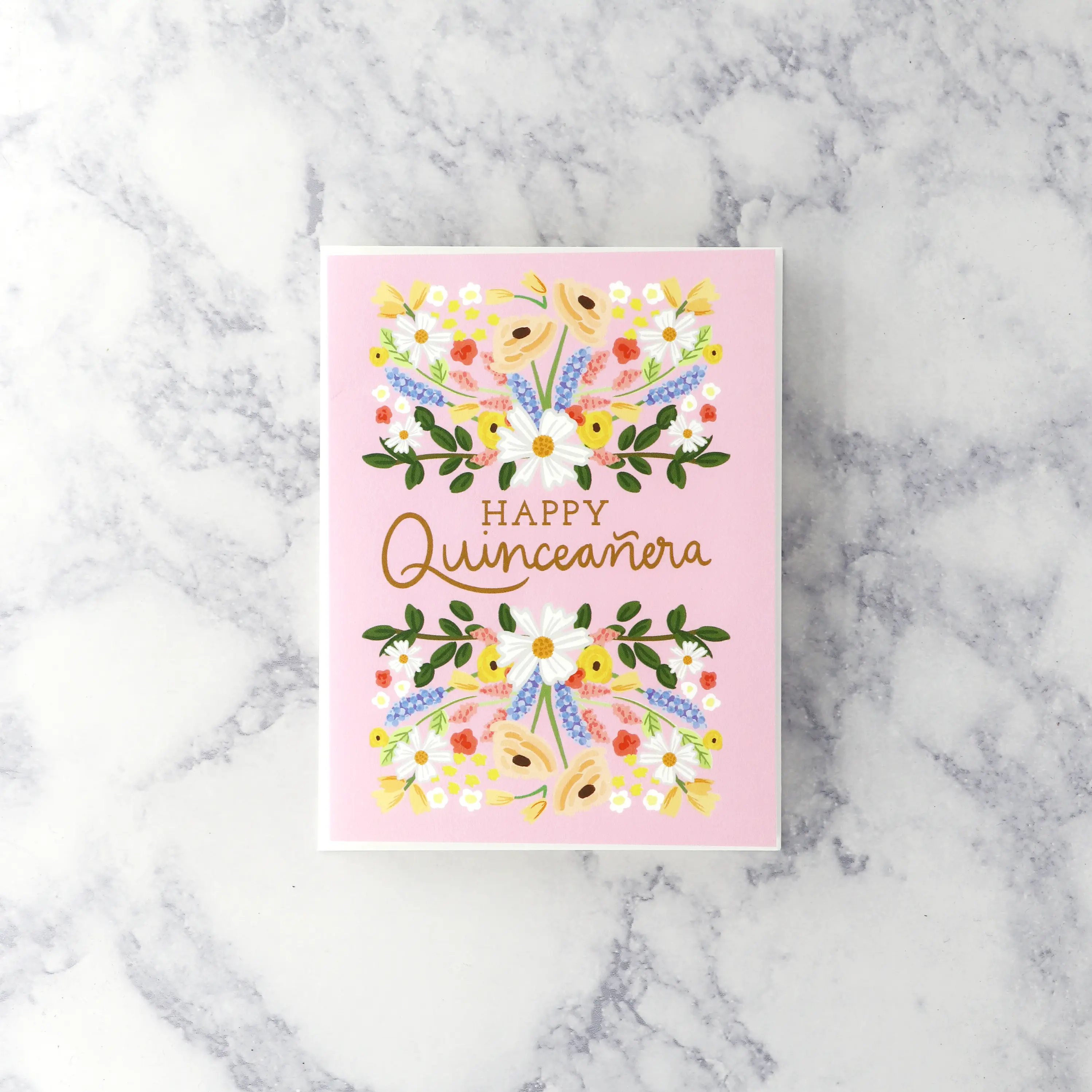 Floral "Happy Quinceñera" 15th Birthday Card