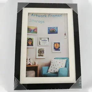 Magnetic Photo Frame 1 Pack Kids Art Display Swap Photo Flip Frame Wooden Wall Desktop Dual Use Creative Child Work Decoration Home