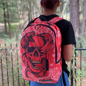 Red bandanna backpacks