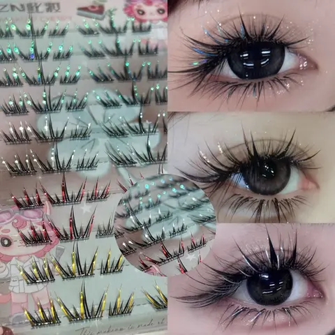 DIY Lash Clusters Kit 60CT C Curl Natural Volume Wispy Eyelashes, Iridescent Dramatic Look, Waterproof Long-lasting 9-12mm Mix Cluster Lashes for Beginners, Easy At-Home Application