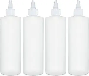 BRIGHTFROM Condiment Squeeze Bottles, 16 OZ Empty Squirt Bottle with Twist Top Cap, Leak Proof - Great for Ketchup, Mustard, Syrup, Sauces, Dressing, Oil, Arts and Crafts, BPA FREE Plastic - 4 PACK