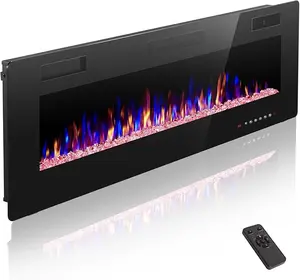 KISSAIR Electric Fireplace Insert: Touchscreen & Remote Control, Overheat Protection, 12 Flame/LED Bed Colors (Auto-Dimming), Ultra-Thin & Quiet Sleep Mode