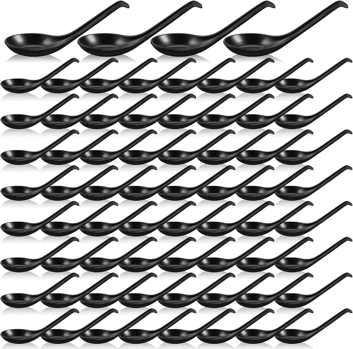 100 Pcs Reusable Melamine Asian Soup Spoon, 6.3 Inches Chinese Japanese Noodle Ramen Spoon, Wonton Rice Dumpling Pho Spoons, for Home Restaurant Kitchen