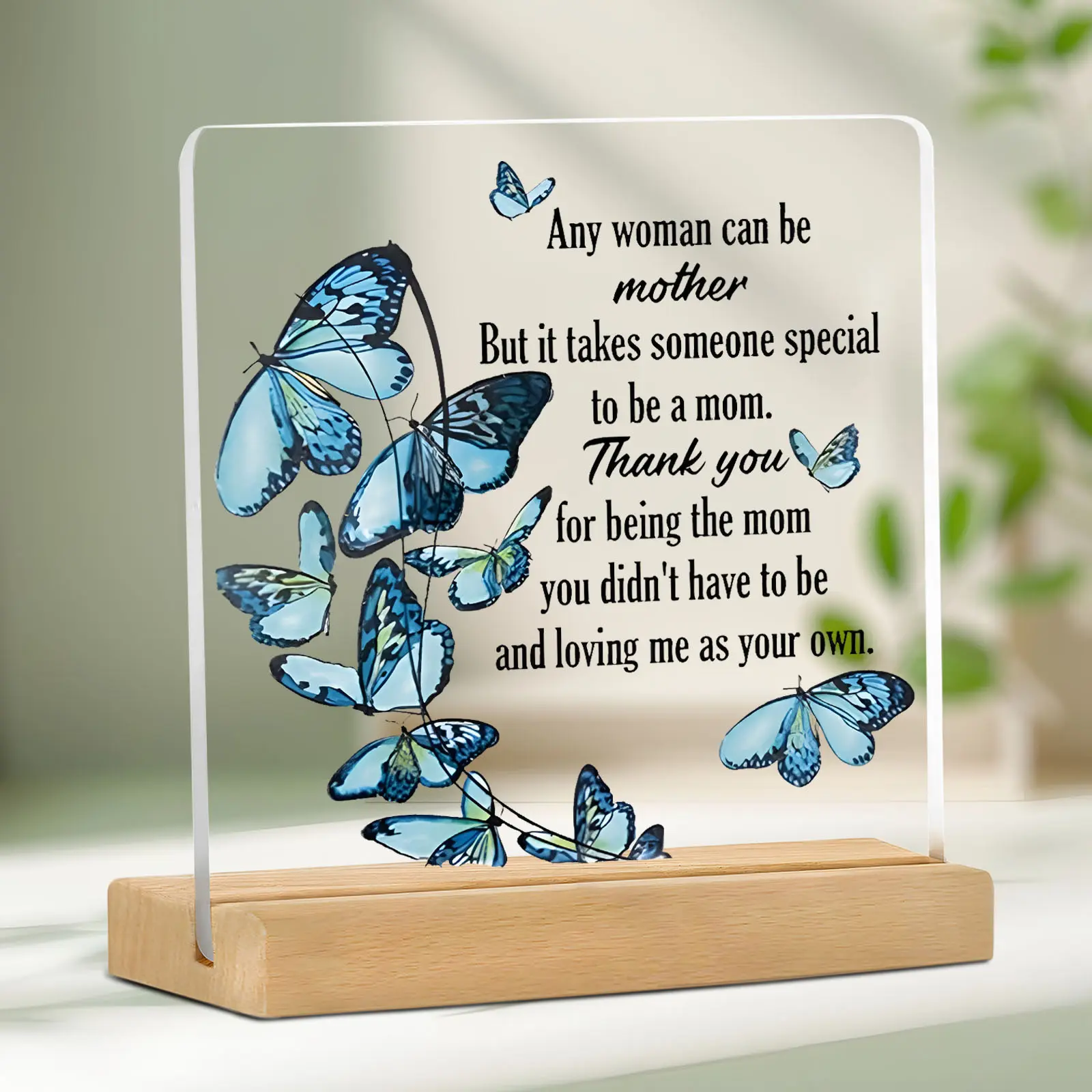 Acrylic Plaque Decor for Stepmother Gift, Decorative Plaque, Meaningful Sign of Love, Wooden Stand Included, Perfect for Mother's Day or Birthday