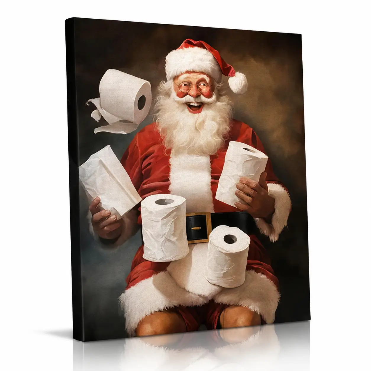 Funny Santa Claus Christmas Canvas Wall Art, Christmas Decor for Home, Holiday Wall Decor, Vintage Santa Painting, Christmas Gift Ideas, Farmhouse Christmas Decorations
