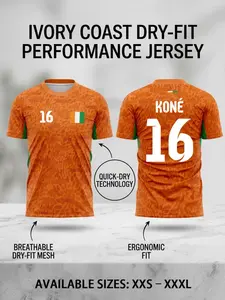 2026 Ivory Coast Home Soccer Jersey Series, Artistic Print Football Shirt, Breathable Mesh Technology, Quick-Dry Soccer T-Shirt