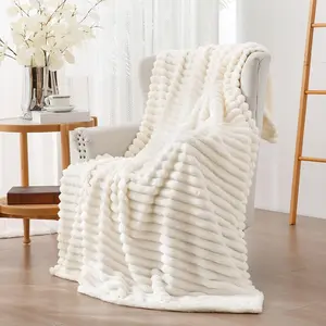 Soft Plush Blanket – Cream Cozy Throw, Skin-Friendly & Warm, Lightweight for Home, Camping & Travel. Perfect All-Season Gift for Adults & Kids, Ideal for Beds, Sofas & Home Decor