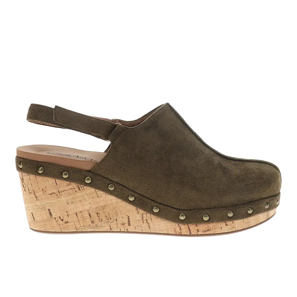 Corkys Womens Make Em Blush Studded Clogs Casual - Green Corkys Womens Make Em Blush Studded Clogs Casual - Green