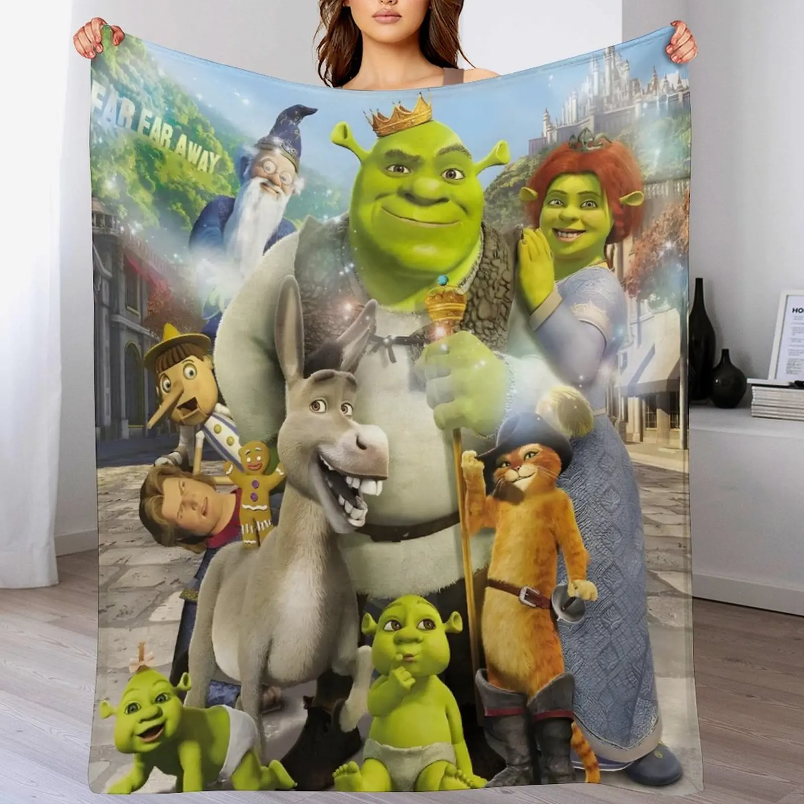 Cartoon Anime Shrek Throw Blanket  Super Soft Fuzzy Cozy Warm Blanket Plush Fluffy Furry Blankets