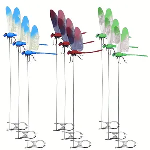 4/8/12 pieces of 3D dragonfly clip insect proof, fake dragonfly hat clip, artificial realistic 3D dragonfly garden pile indoor and outdoor decoration, Metal Clip Mosquito Repellent Hat Clip，mosquito bug repellent hack，Fishing