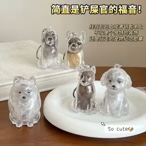 Product Description: Cute Dog-Shaped Pet Hair Memorial Keychain
