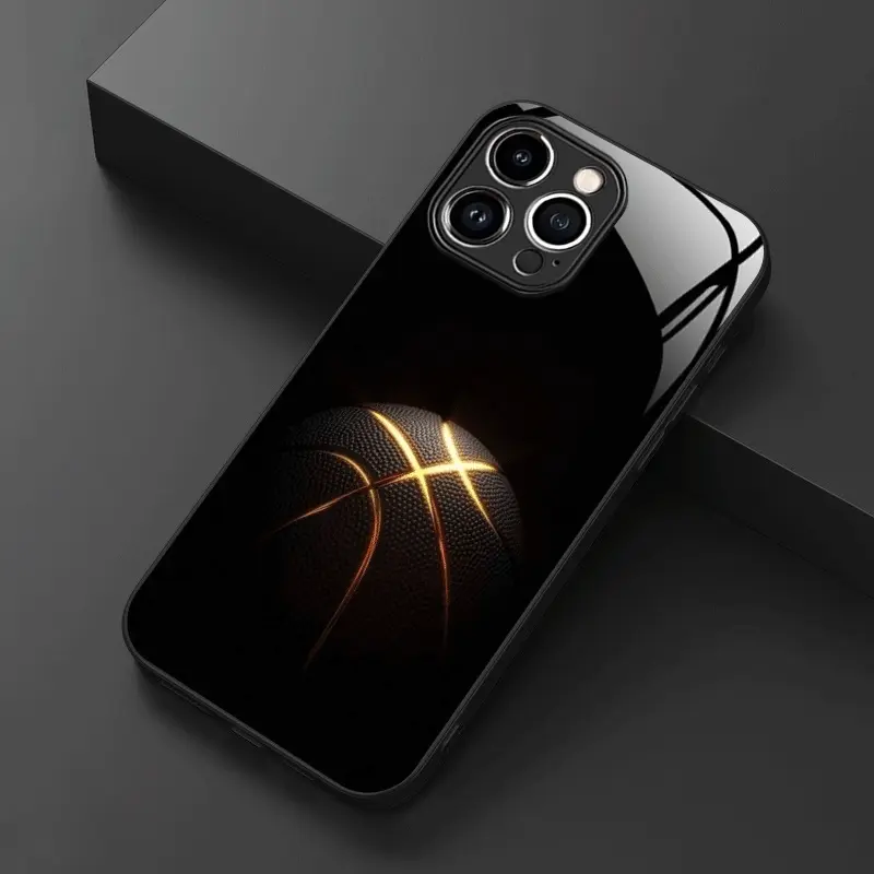High-End Light Luxury Minimalist Basketball Protection Case with Lens Guard for iPhone 13+-17 Pro Max, Fits iPhone 15, Mobile Phone Accessory, Accessories