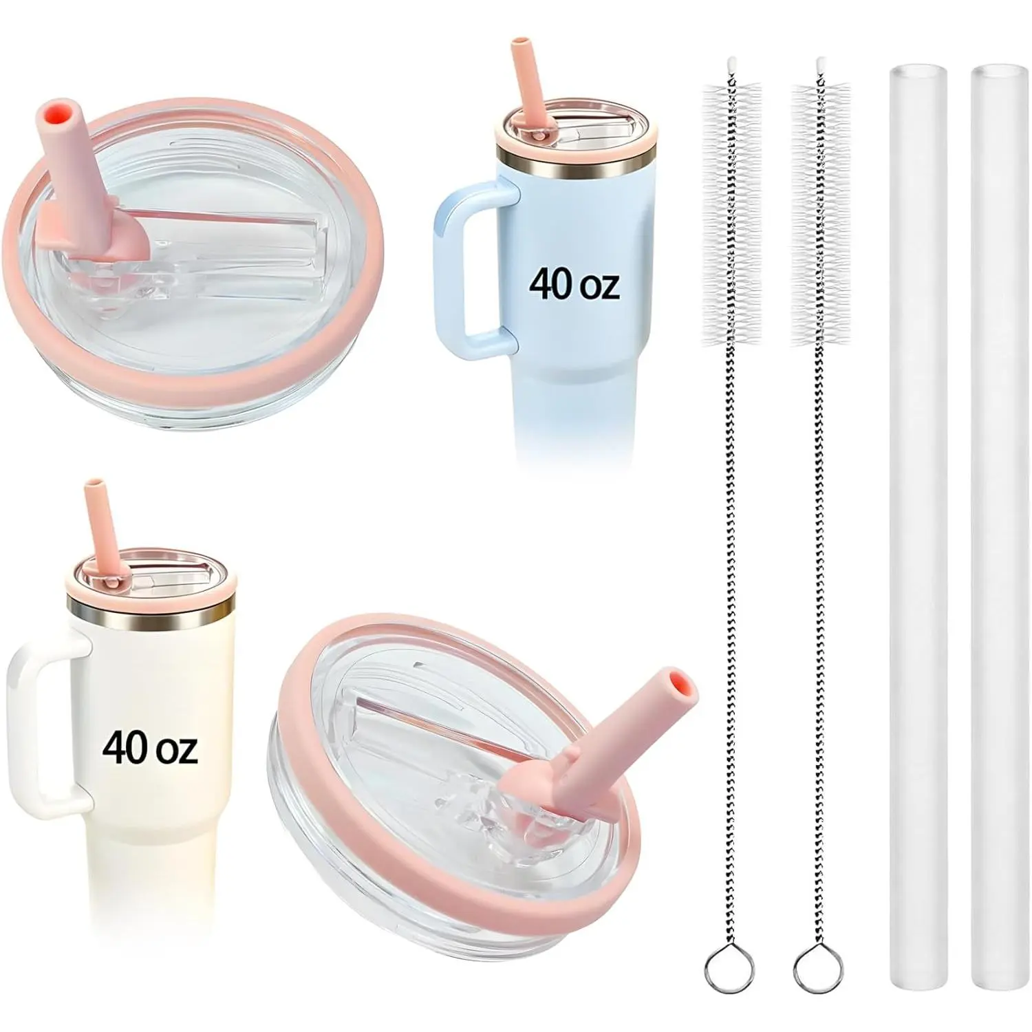 2 Pack 40 oz Replacement  Compatible with  40oz Bottles Only, Flip Straw Traveler , Leakproof Flip Top Caps, Dishwasher Safe,  Only, No Bottle Included ()