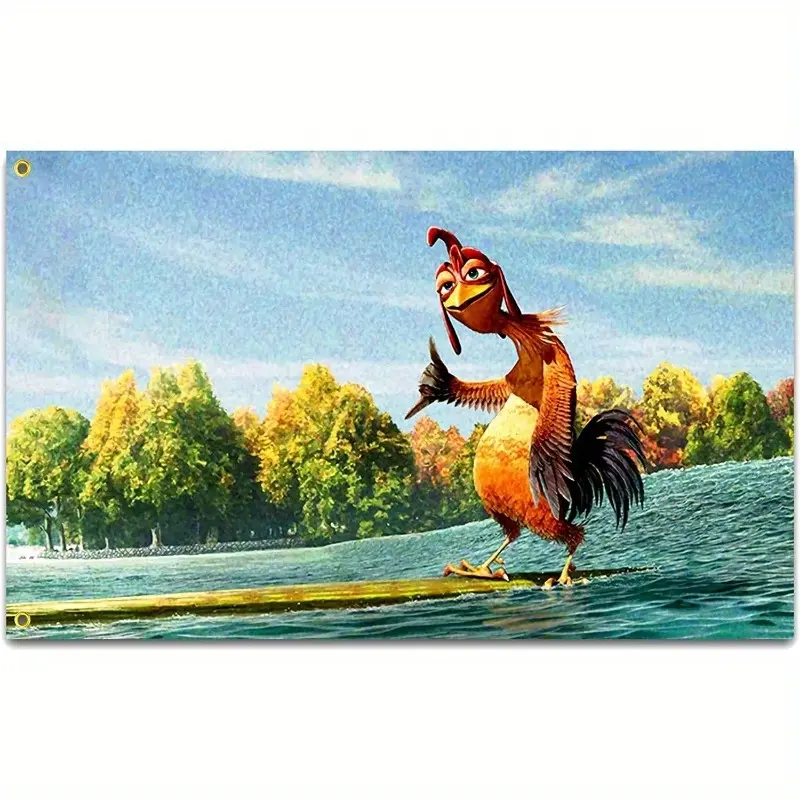 Chicken Joe Funny Wall Flag Banner - 3x5ft Fabric Meme Decor for College Dorm, for Man Cave, or Room, Vibrant Orange & Yellow Design with Autumn Trees Background, Chicken Decor