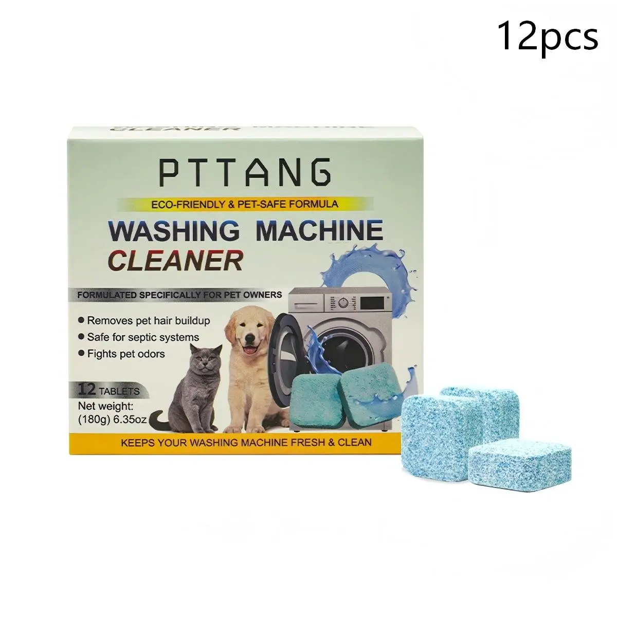 There are 12 in a box Washing Machine Cleaner Tablets Cleaning Animal Hair Remover Laundry Washer Tablets Fresh Cleansing Agent Pack Home Goods